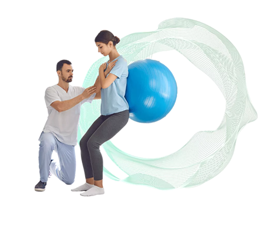 EFC SALUD | Clínica de fisioterapia fisio y chica cn pelota azul